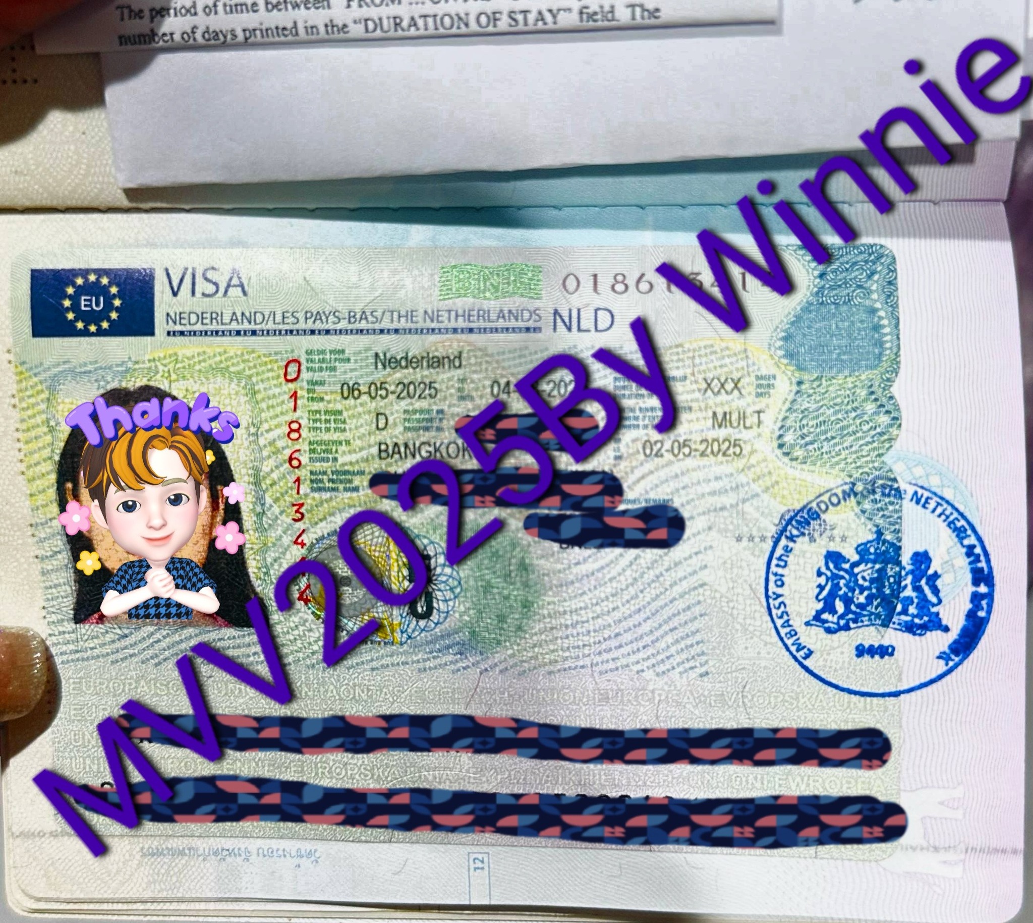 MVV sticker issued in Bangkok